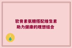软骨素氨糖搭配维生素 助力健康的理想组合