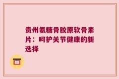 贵州氨糖骨胶原软骨素片：呵护关节健康的新选择