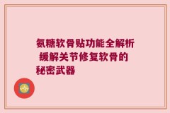 氨糖软骨贴功能全解析 缓解关节修复软骨的秘密武器