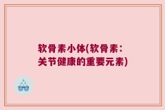 软骨素小体(软骨素：关节健康的重要元素)