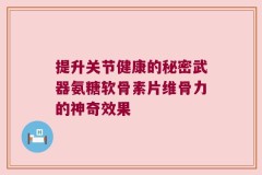 提升关节健康的秘密武器氨糖软骨素片维骨力的神奇效果