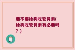 要不要给狗吃软骨素(给狗吃软骨素有必要吗？)