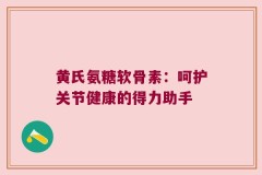 黄氏氨糖软骨素：呵护关节健康的得力助手