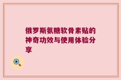 俄罗斯氨糖软骨素贴的神奇功效与使用体验分享