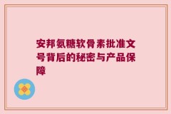 安邦氨糖软骨素批准文号背后的秘密与产品保障