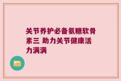 关节养护必备氨糖软骨素三 助力关节健康活力满满