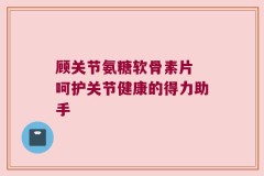 顾关节氨糖软骨素片 呵护关节健康的得力助手