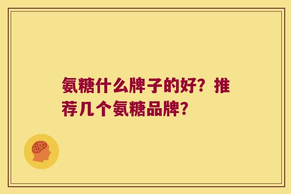 氨糖什么牌子的好？推荐几个氨糖品牌？
