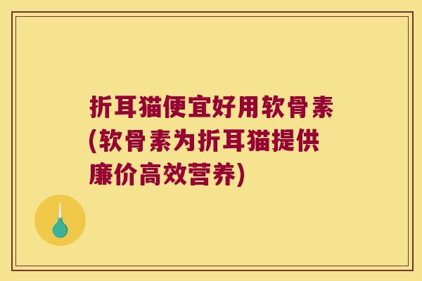 折耳猫便宜好用软骨素(软骨素为折耳猫提供廉价高效营养)