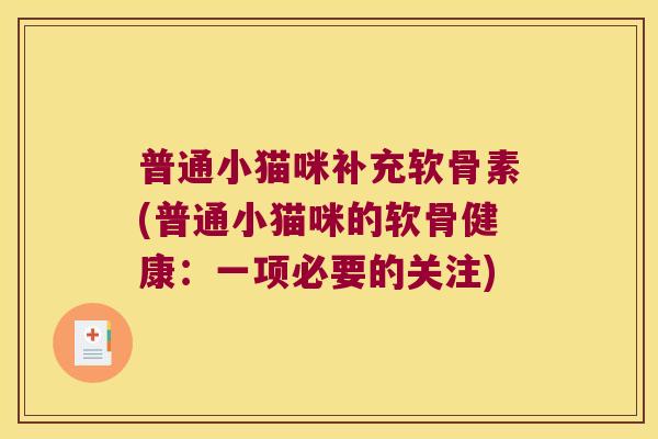 普通小猫咪补充软骨素(普通小猫咪的软骨健康：一项必要的关注)