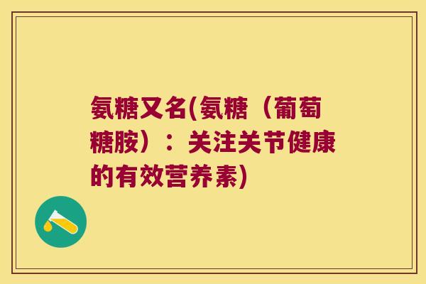 氨糖又名(氨糖(葡萄糖胺):关注关节健康的有效营养素) 氨糖又名(氨糖(葡萄糖胺):关注关节健康的有效营养素)