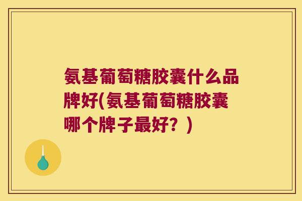 氨基葡萄糖胶囊什么品牌好(氨基葡萄糖胶囊哪个牌子好？)