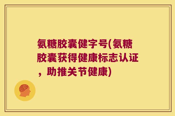 氨糖胶囊健字号(氨糖胶囊获得健康标志认证，助推关节健康)