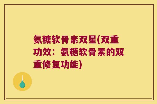 氨糖软骨素双星(双重功效:氨糖软骨素的双重修复功能) 氨糖软骨素双星(双重功效:氨糖软骨素的双重修复功能)