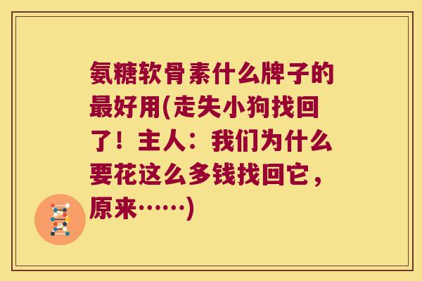 氨糖软骨素什么牌子的好用(走失小狗找回了!主人:我们为什么要花这么多钱找回它,原来……) 氨糖软骨素什么牌子的好用(走失小狗找回了!主人:我们为什么要花这么多钱找回它,原来……)