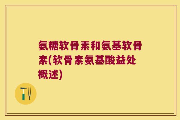 氨糖软骨素和氨基软骨素(软骨素氨基酸益处概述)