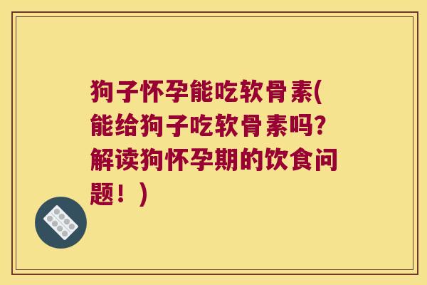 狗子怀孕能吃软骨素(能给狗子吃软骨素吗？解读狗怀孕期的饮食问题！)