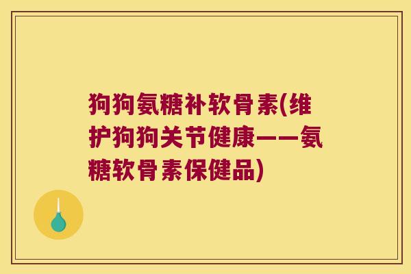 狗狗氨糖补软骨素(维护狗狗关节健康——氨糖软骨素保健品)