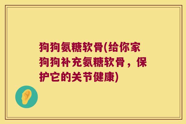 狗狗氨糖软骨(给你家狗狗补充氨糖软骨，保护它的关节健康)