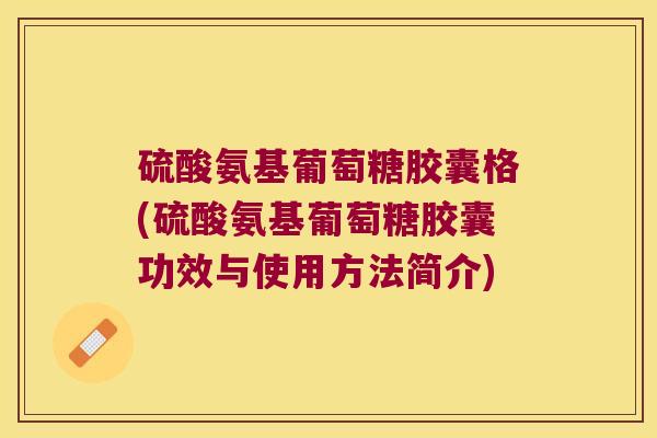 硫酸氨基葡萄糖胶囊格(硫酸氨基葡萄糖胶囊功效与使用方法简介)