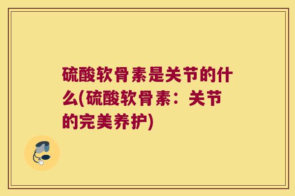 硫酸软骨素是关节的什么(硫酸软骨素：关节的完美养护)