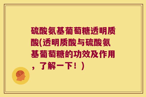 硫酸氨基葡萄糖透明质酸(透明质酸与硫酸氨基葡萄糖的功效及作用，了解一下！)