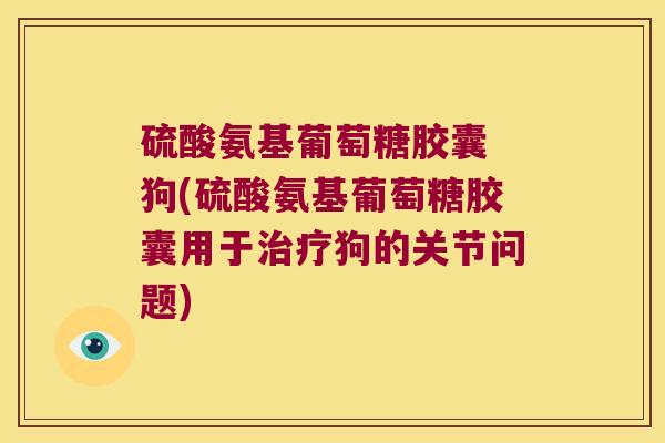 硫酸氨基葡萄糖胶囊 狗(硫酸氨基葡萄糖胶囊用于狗的关节问题) 硫酸氨基葡萄糖胶囊 狗(硫酸氨基葡萄糖胶囊用于狗的关节问题)