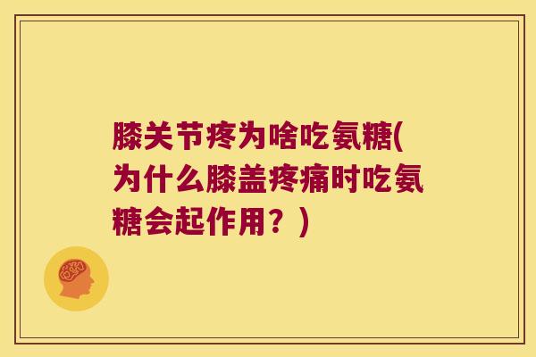 膝关节疼为啥吃氨糖(为什么膝盖时吃氨糖会起作用?) 膝关节疼为啥吃氨糖(为什么膝盖时吃氨糖会起作用?)