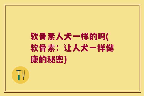 软骨素人犬一样的吗(软骨素:让人犬一样健康的秘密) 软骨素人犬一样的吗(软骨素:让人犬一样健康的秘密)