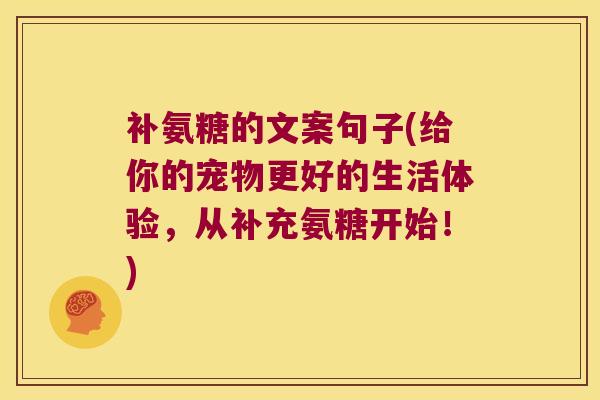补氨糖的文案句子(给你的宠物更好的生活体验,从补充氨糖开始!) 补氨糖的文案句子(给你的宠物更好的生活体验,从补充氨糖开始!)