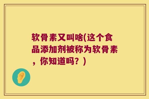 软骨素又叫啥(这个食品添加剂被称为软骨素,你知道吗?) 软骨素又叫啥(这个食品添加剂被称为软骨素,你知道吗?)