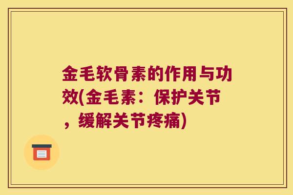 金毛软骨素的作用与功效(金毛素：保护关节，缓解关节)