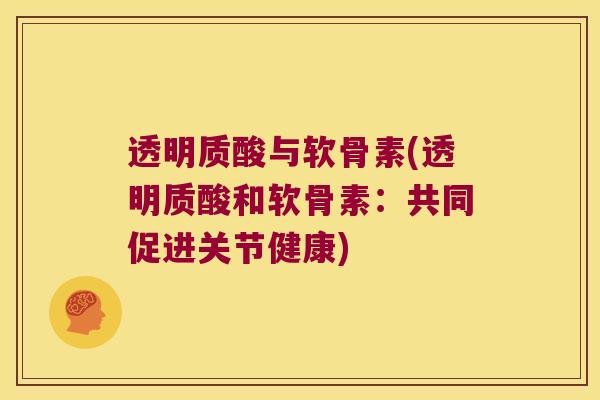 透明质酸与软骨素(透明质酸和软骨素：共同促进关节健康)
