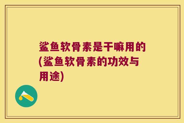 鲨鱼软骨素是干嘛用的(鲨鱼软骨素的功效与用途)