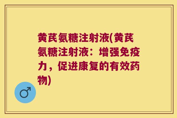 黄芪氨糖注射液(黄芪氨糖注射液:增强,促进康复的有效) 黄芪氨糖注射液(黄芪氨糖注射液:增强,促进康复的有效)
