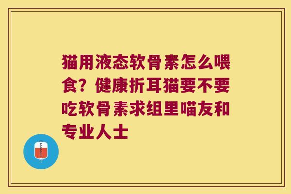 猫用液态软骨素怎么喂食?健康折耳猫要不要吃软骨素求组里喵友和专业人士 猫用液态软骨素怎么喂食?健康折耳猫要不要吃软骨素求组里喵友和专业人士