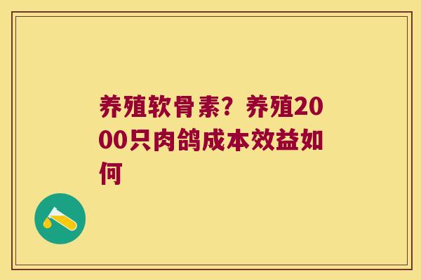 养殖软骨素？养殖2000只肉鸽成本效益如何