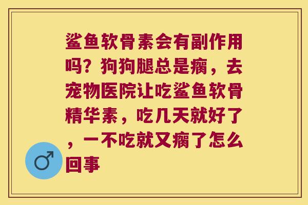鲨鱼软骨素会有副作用吗?狗狗腿总是瘸,去宠物医院让吃鲨鱼软骨精华素,吃几天就好了,一不吃就又瘸了怎么回事 鲨鱼软骨素会有副作用吗?狗狗腿总是瘸,去宠物医院让吃鲨鱼软骨精华素,吃几天就好了,一不吃就又瘸了怎么回事