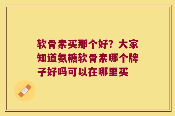 软骨素买那个好？大家知道氨糖软骨素哪个牌子好吗可以在哪里买