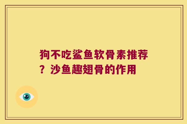 狗不吃鲨鱼软骨素推荐？沙鱼趣翅骨的作用