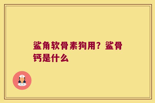 鲨角软骨素狗用？鲨骨钙是什么