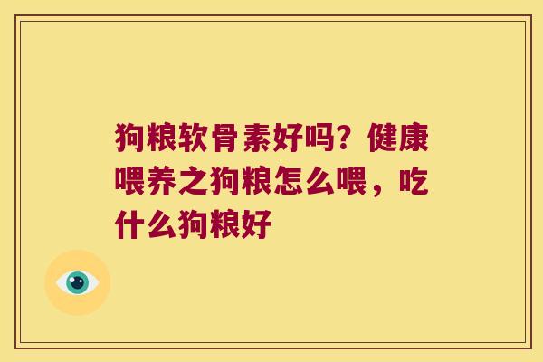 狗粮软骨素好吗？健康喂养之狗粮怎么喂，吃什么狗粮好