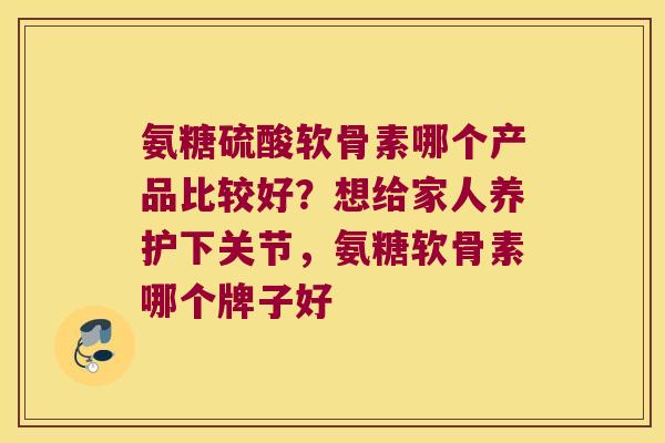 氨糖硫酸软骨素哪个产品比较好？想给家人养护下关节，氨糖软骨素哪个牌子好