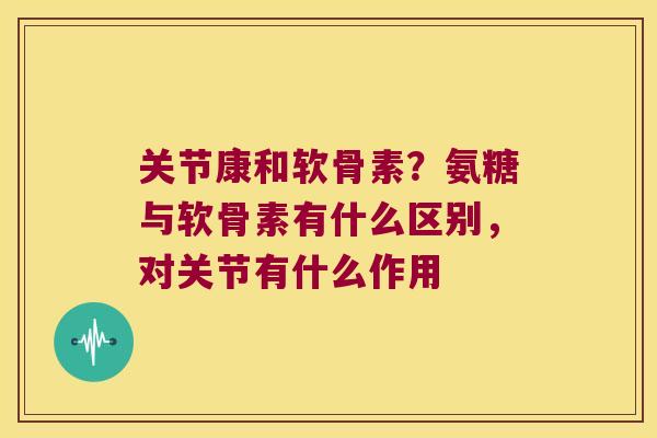 关节康和软骨素？氨糖与软骨素有什么区别，对关节有什么作用