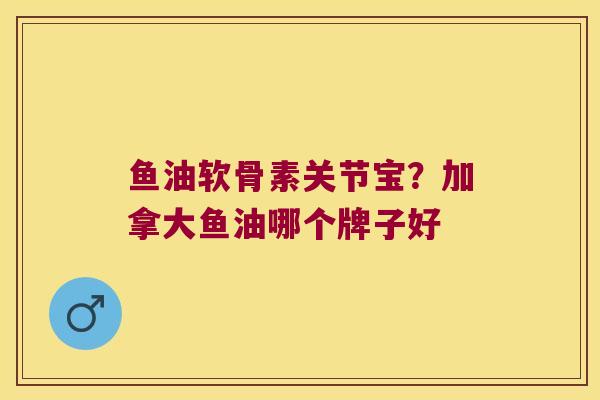 鱼油软骨素关节宝？加拿大鱼油哪个牌子好