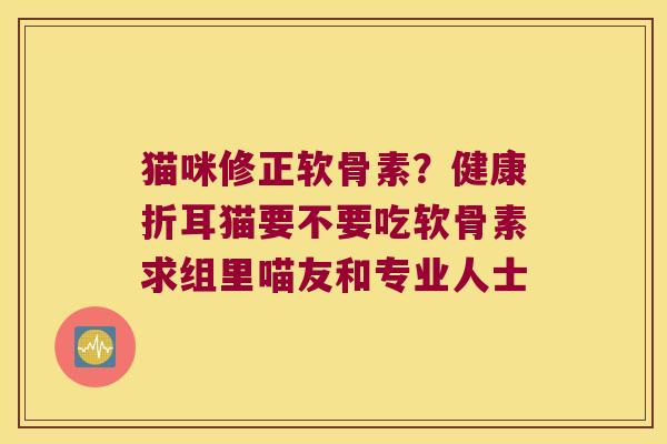 猫咪修正软骨素？健康折耳猫要不要吃软骨素求组里喵友和专业人士