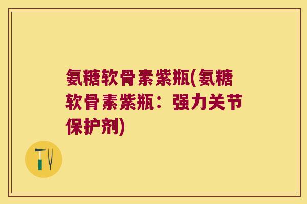 氨糖软骨素紫瓶(氨糖软骨素紫瓶：强力关节保护剂)