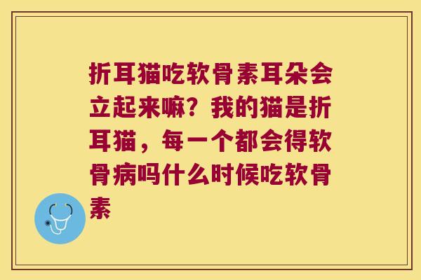 折耳猫吃软骨素耳朵会立起来嘛？我的猫是折耳猫，每一个都会得软骨吗什么时候吃软骨素