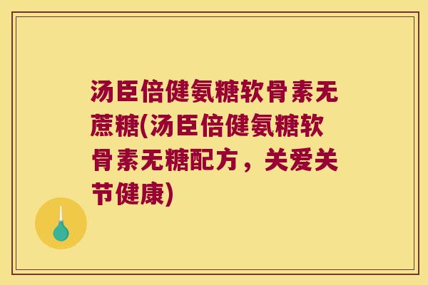 汤臣倍健氨糖软骨素无蔗糖(汤臣倍健氨糖软骨素无糖配方，关爱关节健康)