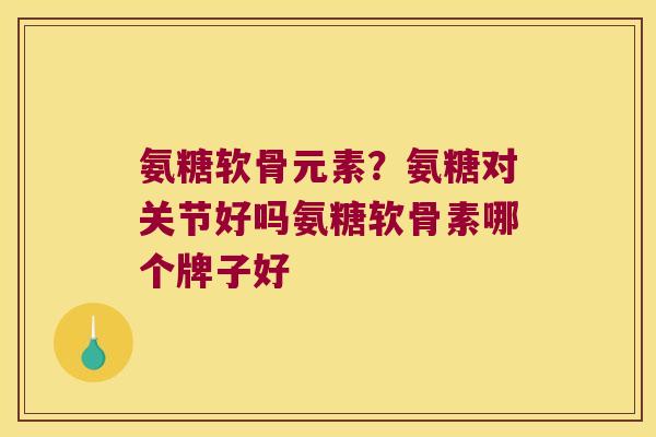 氨糖软骨元素？氨糖对关节好吗氨糖软骨素哪个牌子好